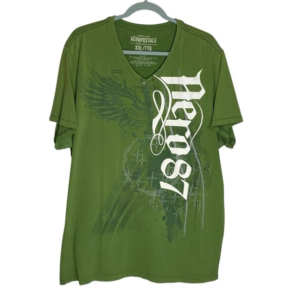 Aeropostale T Shirt Mens XXL V-Neck Y2K Single Stitch Affliction 2000s Skater - Picture 1 of 14
